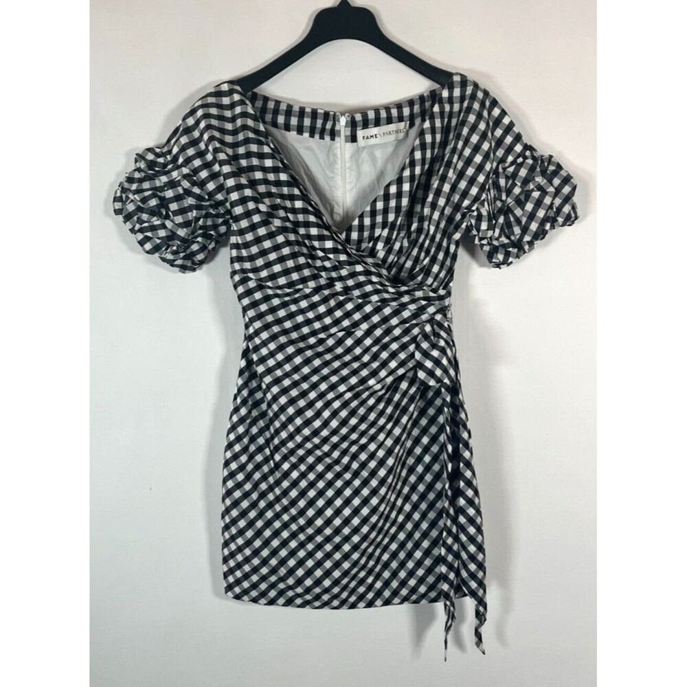 Elegant Black and White Checkered Mini Dress